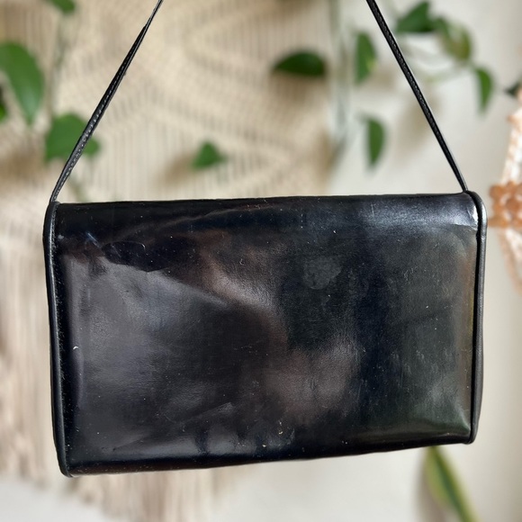 Vintage Anne Klein Black Crossbody Shoulder Bag –Minimalist 90s Designer Purse - Picture 2 of 13